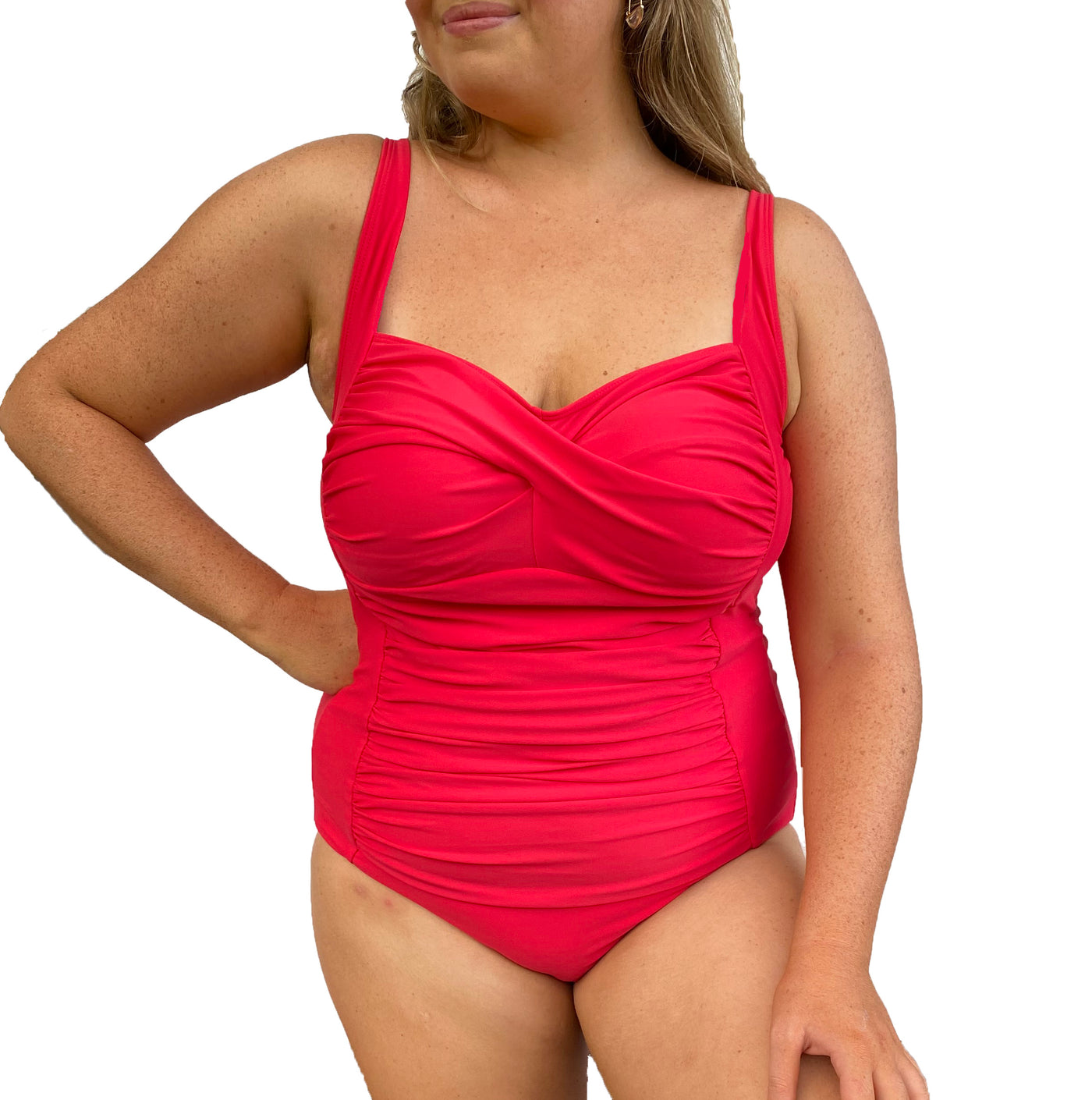 GEORGIA Ruched Twist Front Swimsuit - Cherry Red - Sizes 12-22 –  Swimalicious